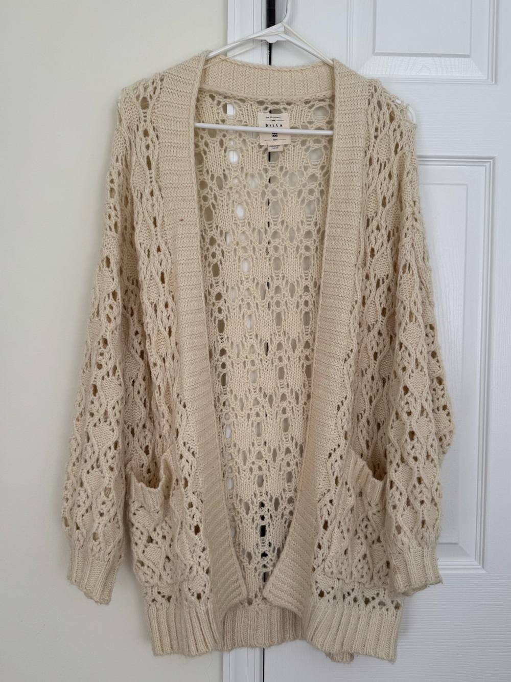Billabong Cream Open-Knit Cardigan Sweater